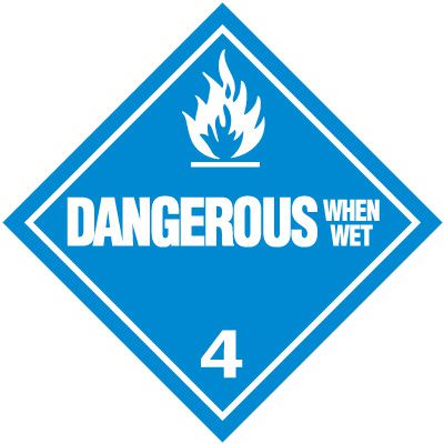 Dangerous When Wet 4 D.O.T. Placards