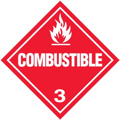 Combustible 3 D.O.T. Placards