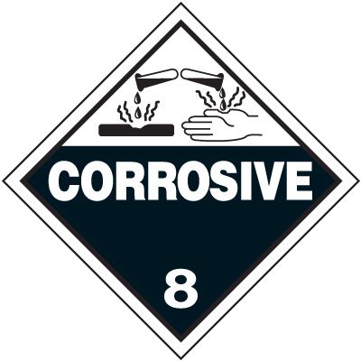 Corrosive 8 D.O.T. Placards