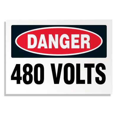 Danger 480 Volts Electrical Label