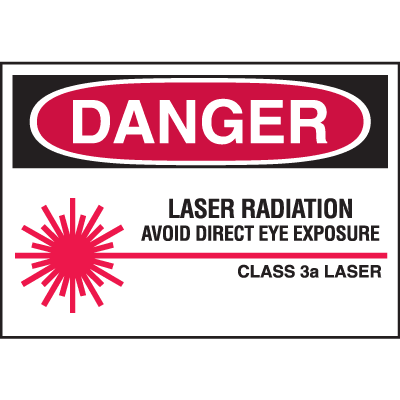 Danger Class 3A Laser - Laser Equipment Warning Labels