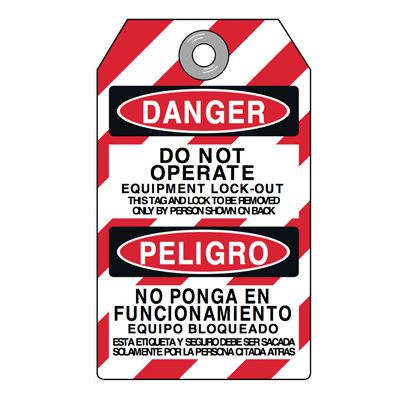 Tyvek® Bilingual Lockout Tagout Tags - Danger Do Not Operate