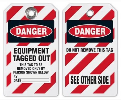 Two-Sided Lockout Tags - Danger Equipment Tagged Out