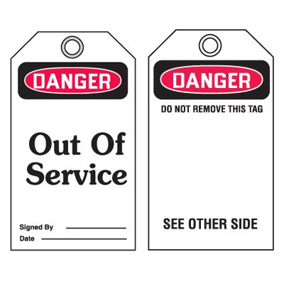 Danger Out Of Service - Accident Prevention Safety Tags