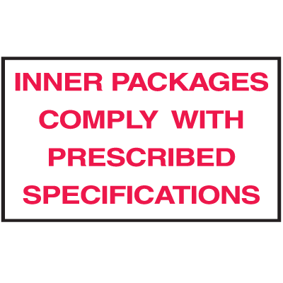 Shipping Labels - Inner Packages Comply With Specifications
