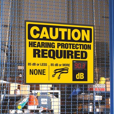 Decibel Meter Signs - Hearing Protection Required (Earplugs)