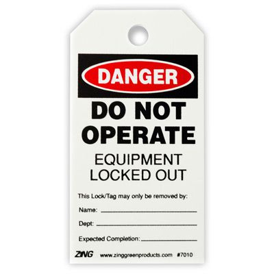 Zing® Eco Lockout Tagout Tags - Danger Do Not Operate