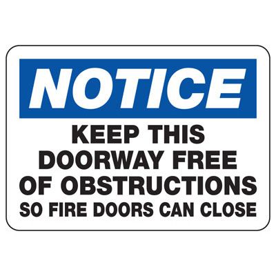 Keep Door Clear Of Obstructions Sign