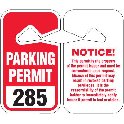 Double Sided Hanging Plastic Parking Permits