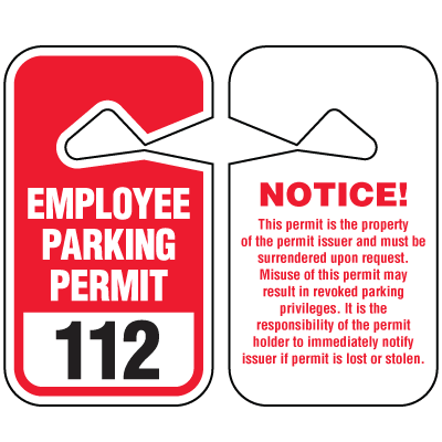 Double Sided Hanging Plastic Employee Parking Permits