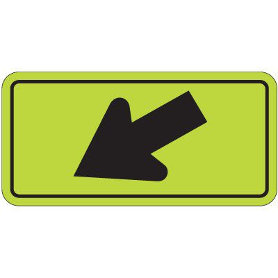Down Left Arrow Graphic - Fluorescent Pedestrian Signs