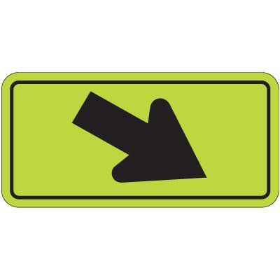 Down Right Arrow Graphic - Fluorescent Pedestrian Signs