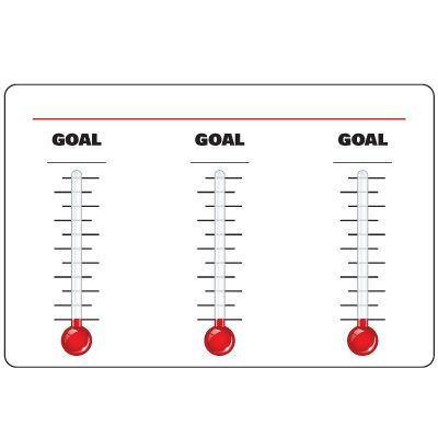 Dry Erase Goal Tracker Signs - 3 Thermometer Goal Chart