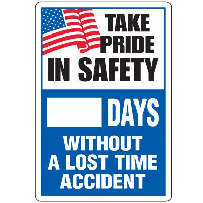 Dry Erase Safety Tracker Signs - Take Pride In Safety