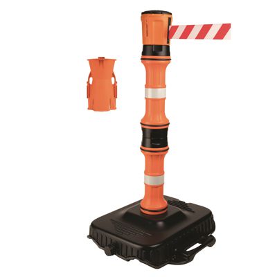 Emedco EasyExtend Safety Barrier - Red/White Tape Head Unit, Post & Base Kit