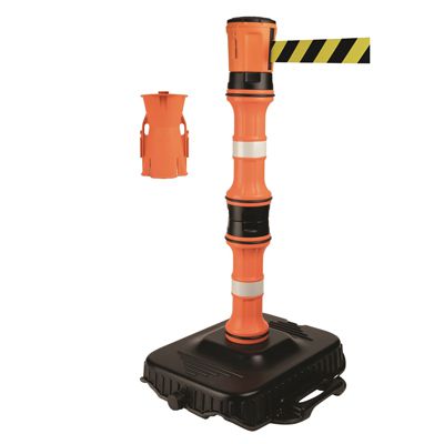 Emedco EasyExtend Safety Barrier - Yellow/Black Tape Head Unit, Post & Base Kit