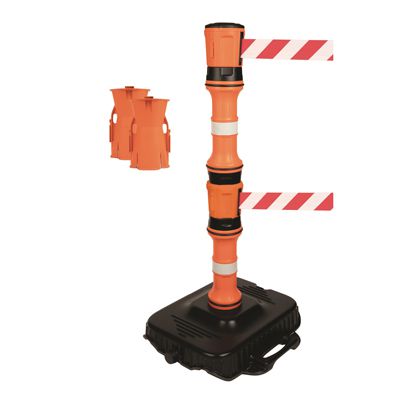 Emedco EasyExtend Safety Barrier - Double Red/White Tape Head Units, Post & Base Kits