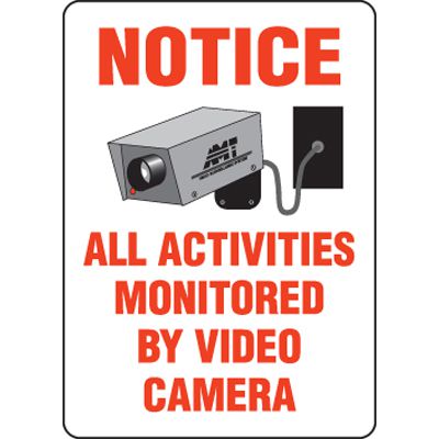 Eco-Friendly Signs - Notice All Activities Monitored by Video Camera