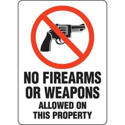 Eco-Friendly Signs - No Firearms or Weapons Allowed On This Property