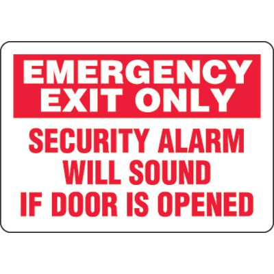 Emergency Exit Only Alarm Will Sound Eco-Friendly Sign