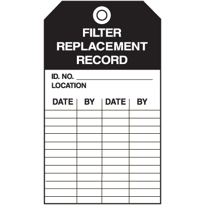 Economy Equipment Filter Replacement Record Tags