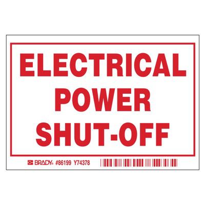 Brady 86199 Electric Power Shutoff Labels