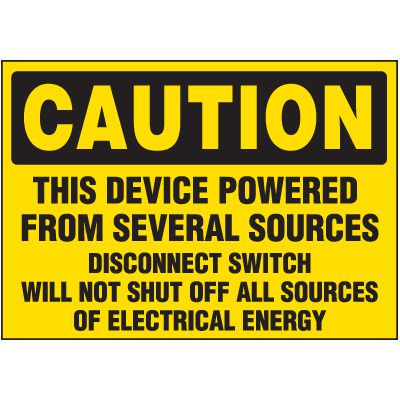 Device Powered By Several Sources - Voltage Warning Labels