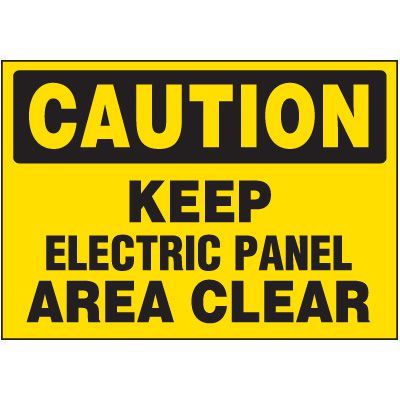 Caution Keep Electrical Panel Clear Voltage Warning Label