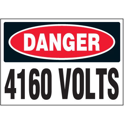 Voltage Warning Labels - Danger 4160 Volts