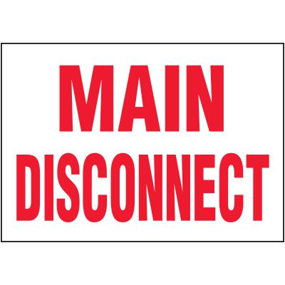 Main Disconnect - Voltage Warning Labels