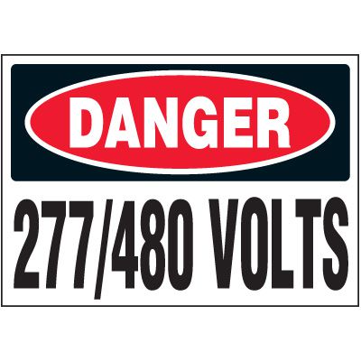 Voltage Warning Labels - Danger 277/480 Volts