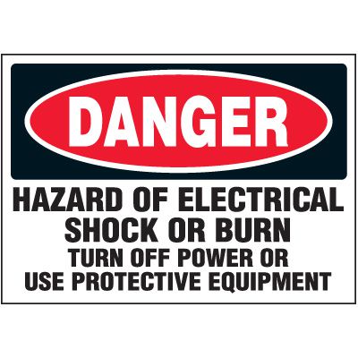 Voltage Warning Labels - Danger Hazard of Shock Or Burn