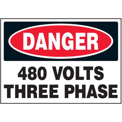 Danger Labels - 480 Volts Three Phase