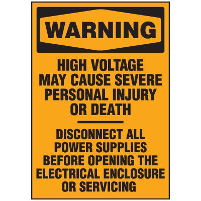 Voltage Warning Labels - Warning High Voltage