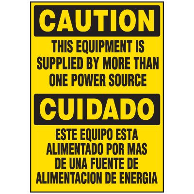 Bilingual Voltage Warning Labels - More Than One Power Source