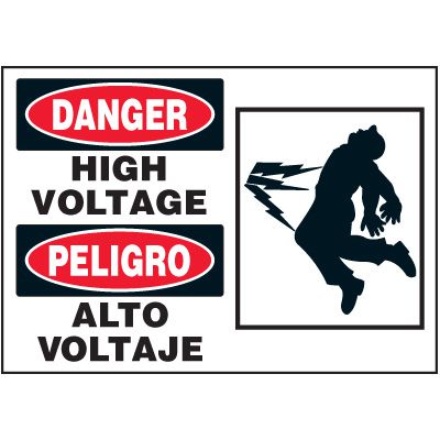 Bilingual Danger Labels - High Voltage