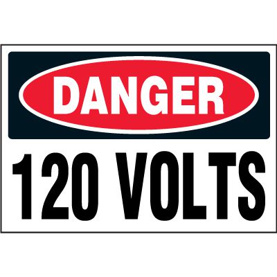 Electrical Safety Labels On A Roll - Danger 120 Volts