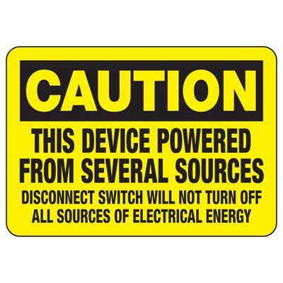 Caution Signs - This Device Powered From Several Sources