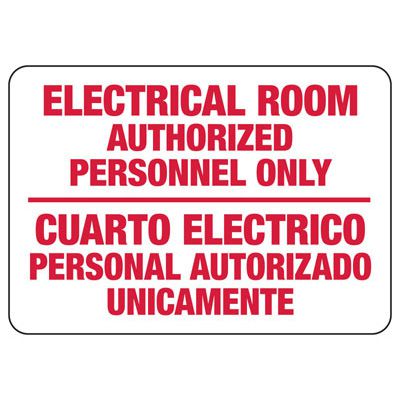 Bilingual Electrical Room Authorized Personnel Signs