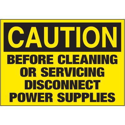Electrical Warning Labels - Caution Before Cleaning Or Servicing