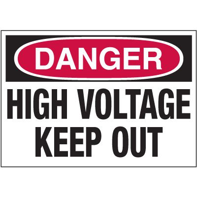 Electrical Warning Labels - Danger High Voltage Keep Out