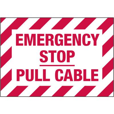 Electrical Warning Labels - Emergency Stop Pull Cable