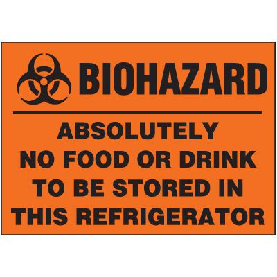 Biohazard Label - Absolutely No Food or Drink