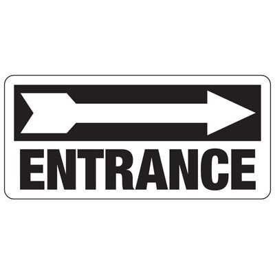 Entrance Safety Sign - Right Arrow, White on Black