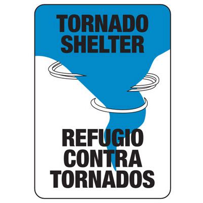 Bilingual Tornado Shelter Safety Sign