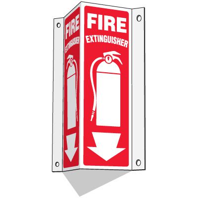 Slim-Line 3-Way Fire Extinguisher Sign (With Graphic)