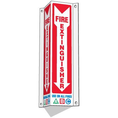 Slim-Line 3-Way Fire Extinguisher Sign - Use On All Fires