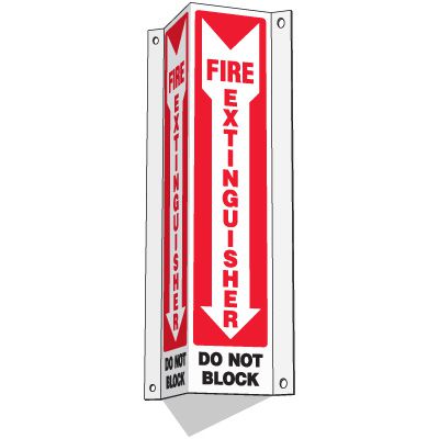 Slim-Line 3-Way Fire Extinguisher Sign - Do Not Block