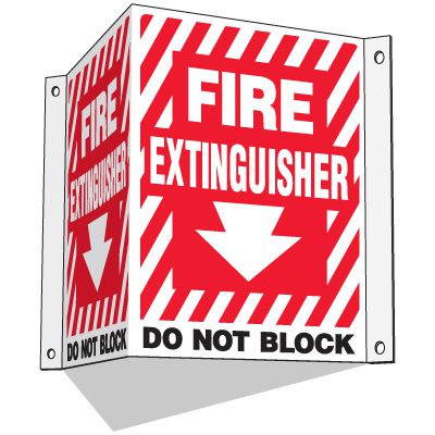 3-Way Fire Extinguisher Sign - Do Not Block