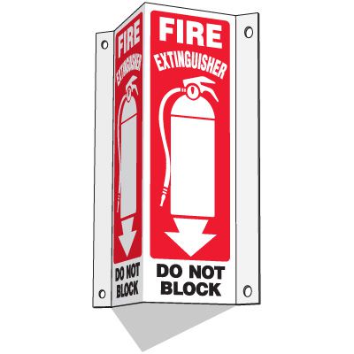 3-Way Fire Extinguisher Do Not Block Sign